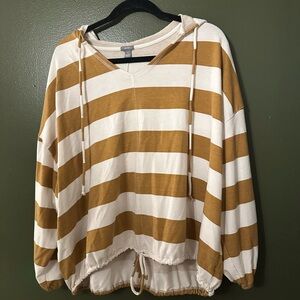 Aerie Mustard and Cream Striped Top